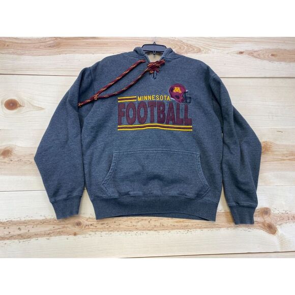 Minnesota Golden Gophers Sweatshirt Small Gray Hoodie Football Heavyweight Lace - Picture 2 of 12